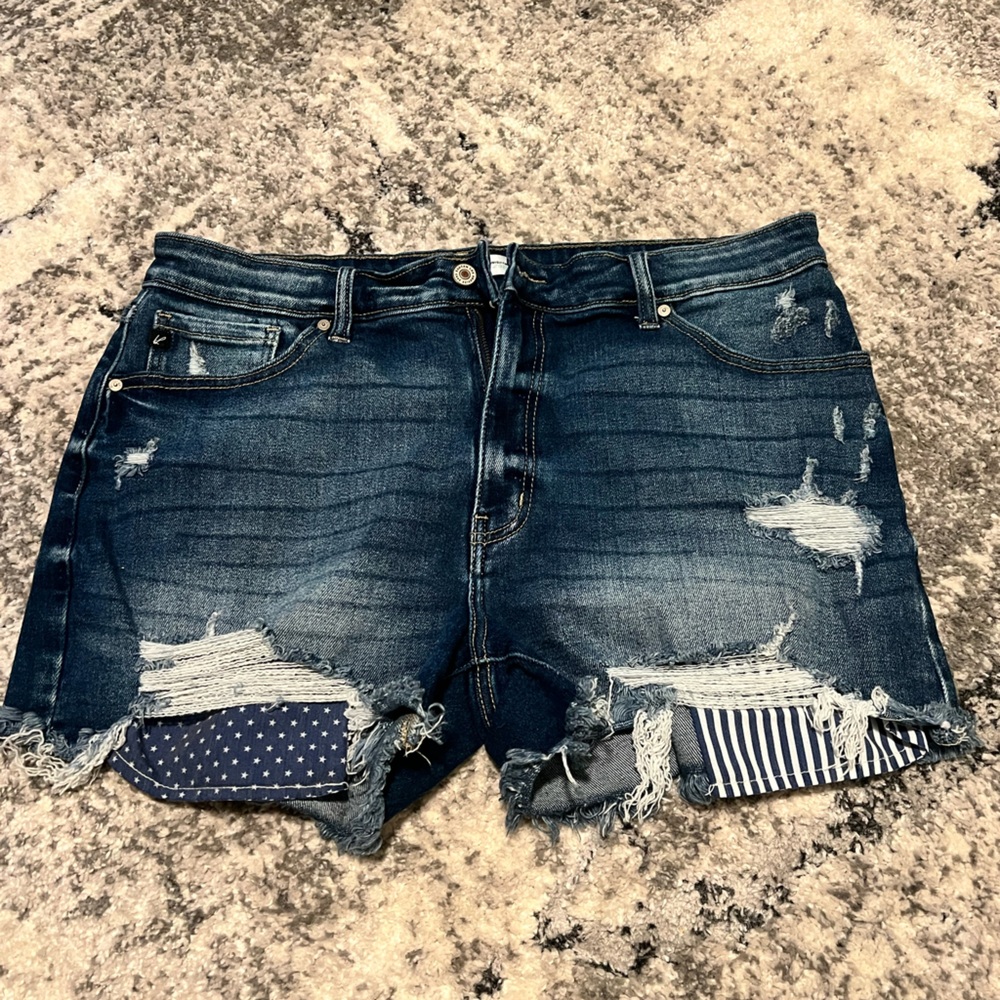 KanCan Distressed Jean Shorts - Dark Blue